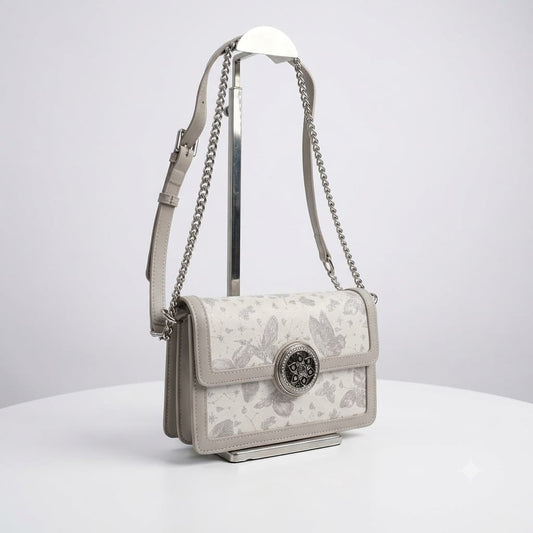 Elegant Butterfly Print Flap Shoulder & Crossbody Bag