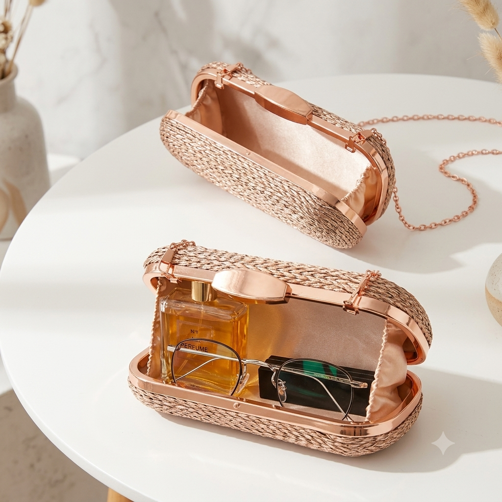 Premium Braided PU Leather Evening Clutch Bag