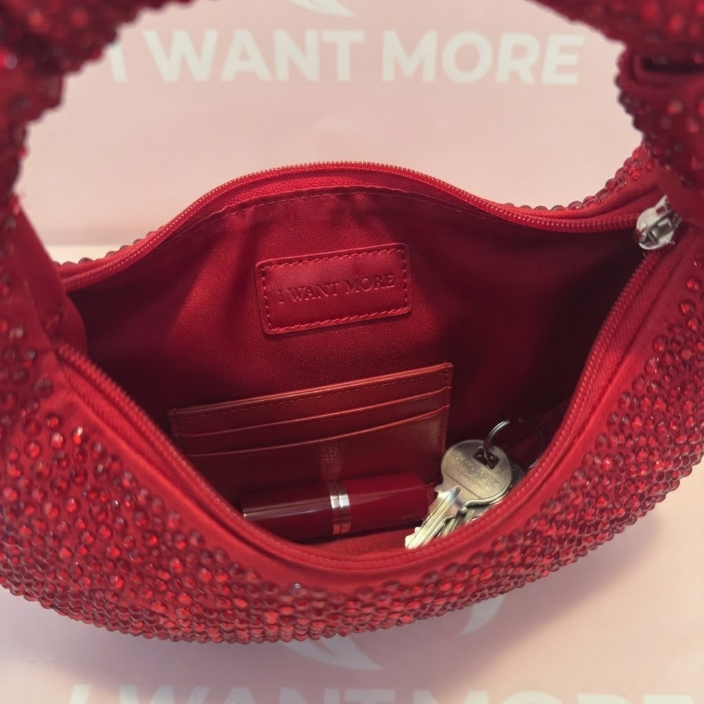 Premium Rhinestone Crescent Handbag