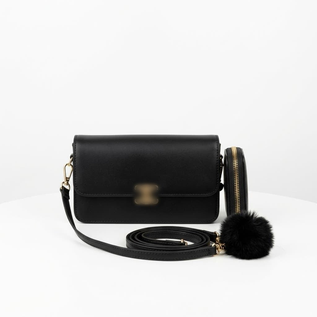 Mini Crossbody Bag with Wallet - Black