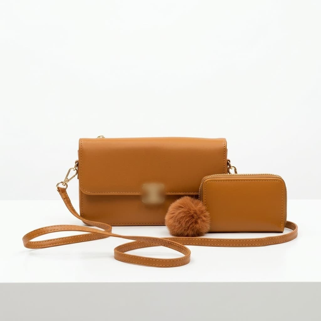 Mini Crossbody Bag with Wallet - Brown