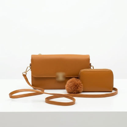 Mini Crossbody Bag with Wallet - Brown