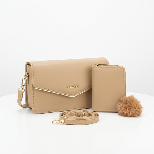 Envelope Crossbody Bag with Wallet - Beige