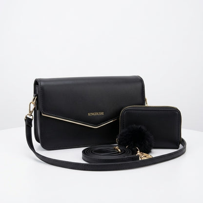 Envelope Crossbody Bag with Wallet - Black