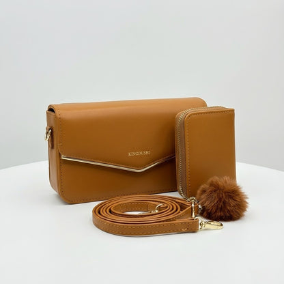 Envelope Crossbody Bag with Wallet - Brown
