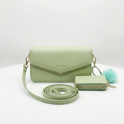 Envelope Crossbody Bag with Wallet - Sage Green