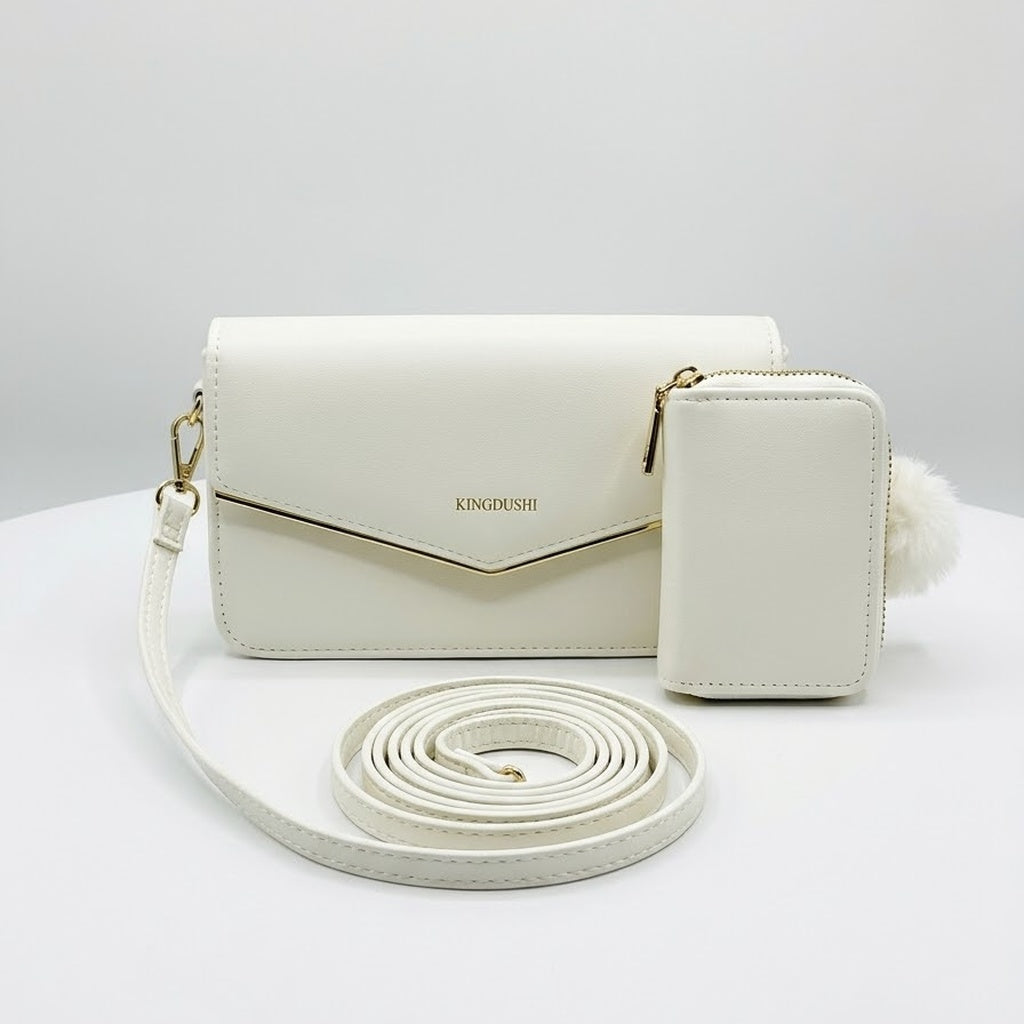 Envelope Crossbody Bag with Wallet - White
