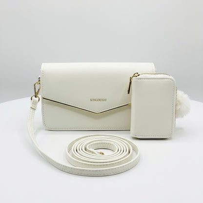 Envelope Crossbody Bag with Wallet - White