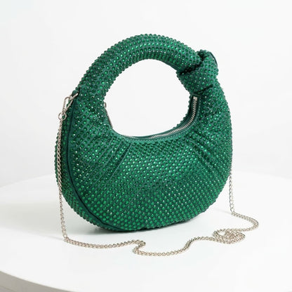 Glamorous Crescent Rhinestone Handbag