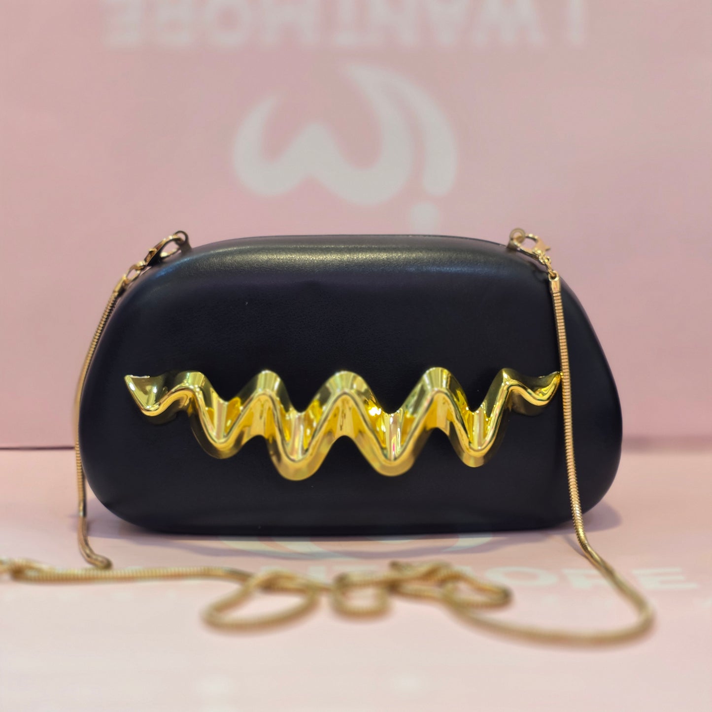 Golden Wave Designer Party Clutch Bag