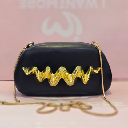 Golden Wave Designer Party Clutch Bag