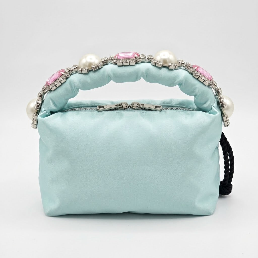 Satin Silk Crystal Clutch
