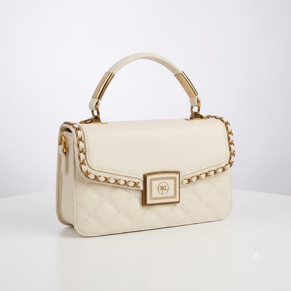 OKL" Quilted Flap Handbag