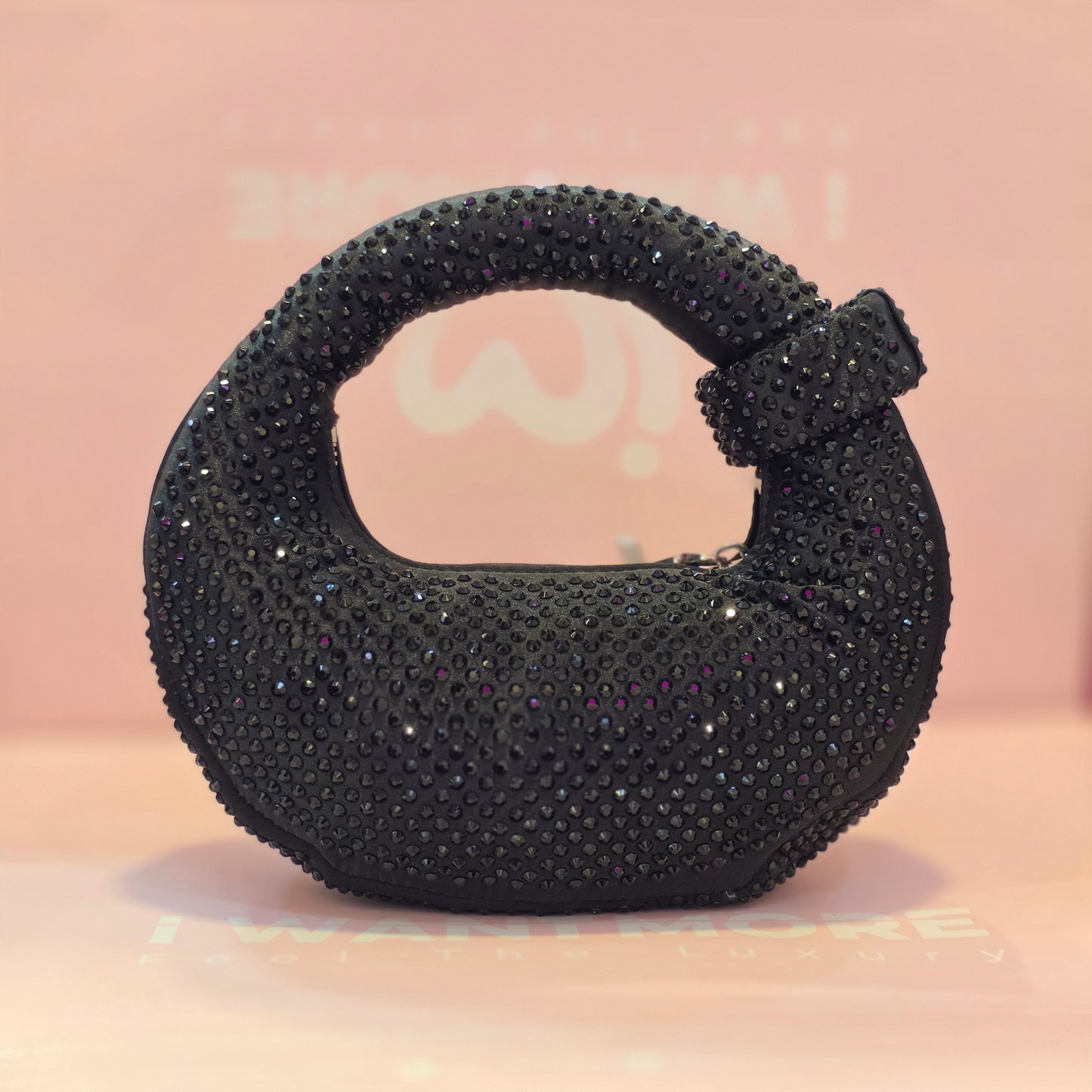 Premium Rhinestone Crescent Handbag