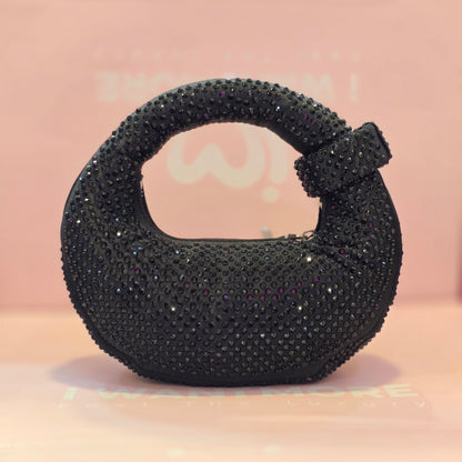 Premium Rhinestone Crescent Handbag