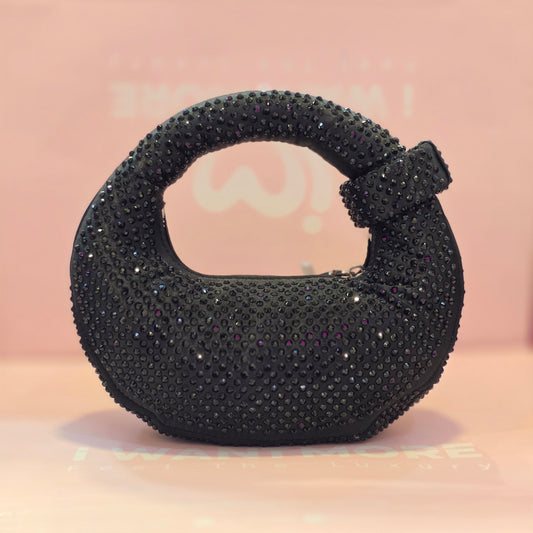 Premium Rhinestone Crescent Handbag