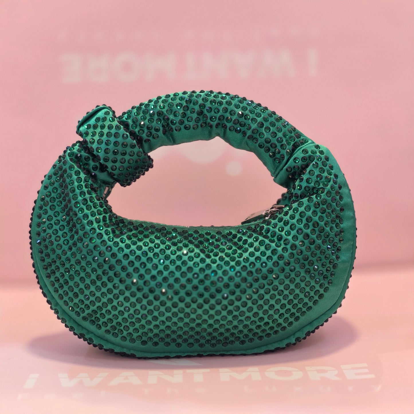 Premium Rhinestone Crescent Handbag