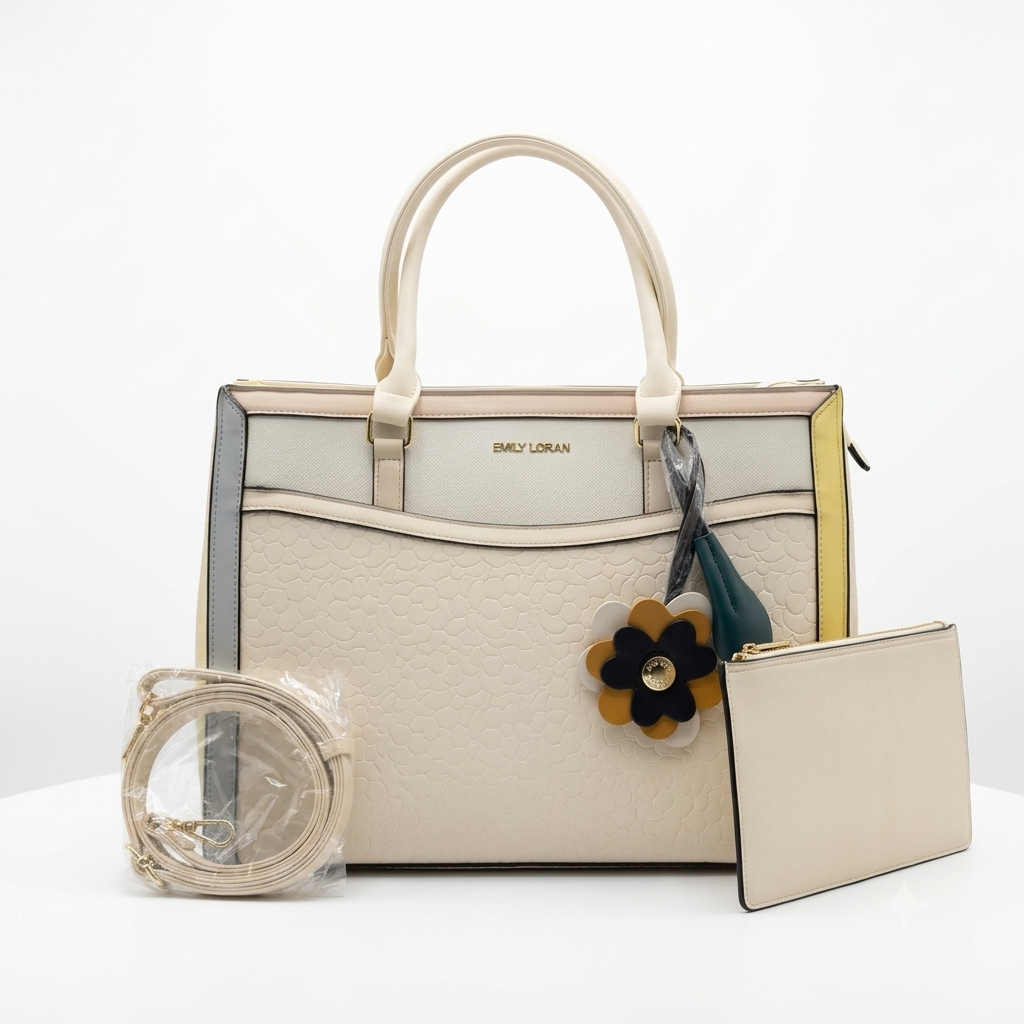 Emily Loran Structured Floral & Geometric Tote Bag 0007
