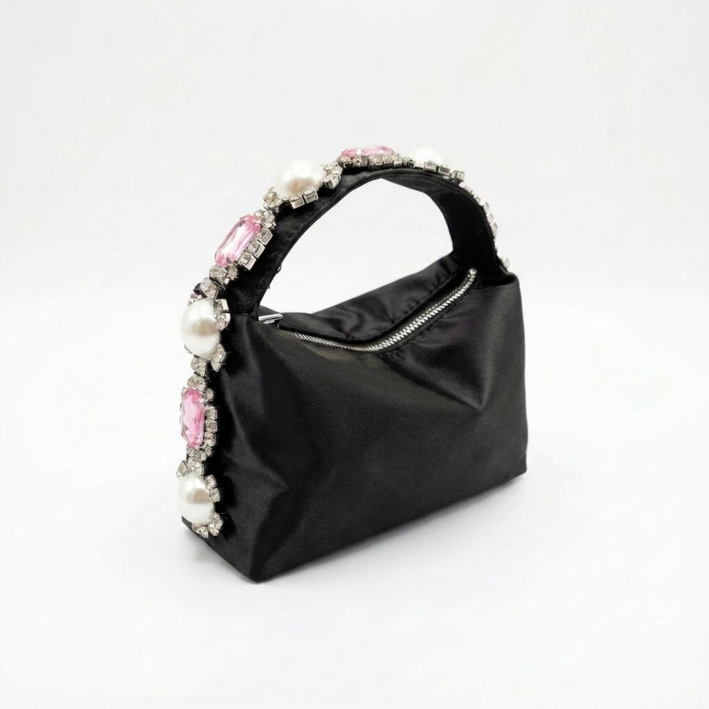 Satin Silk Crystal Clutch