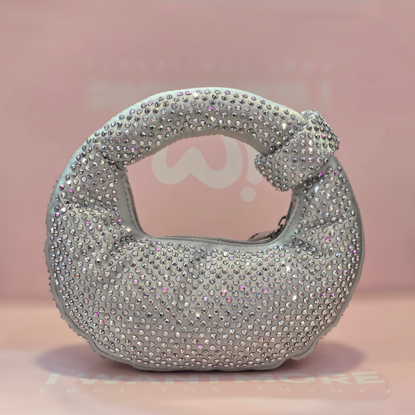 Premium Rhinestone Crescent Handbag