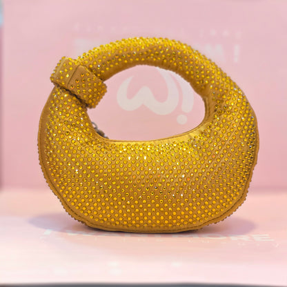 Premium Rhinestone Crescent Handbag