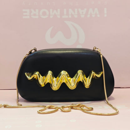 Golden Wave Designer Party Clutch Bag