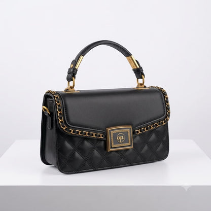 OKL" Quilted Flap Handbag