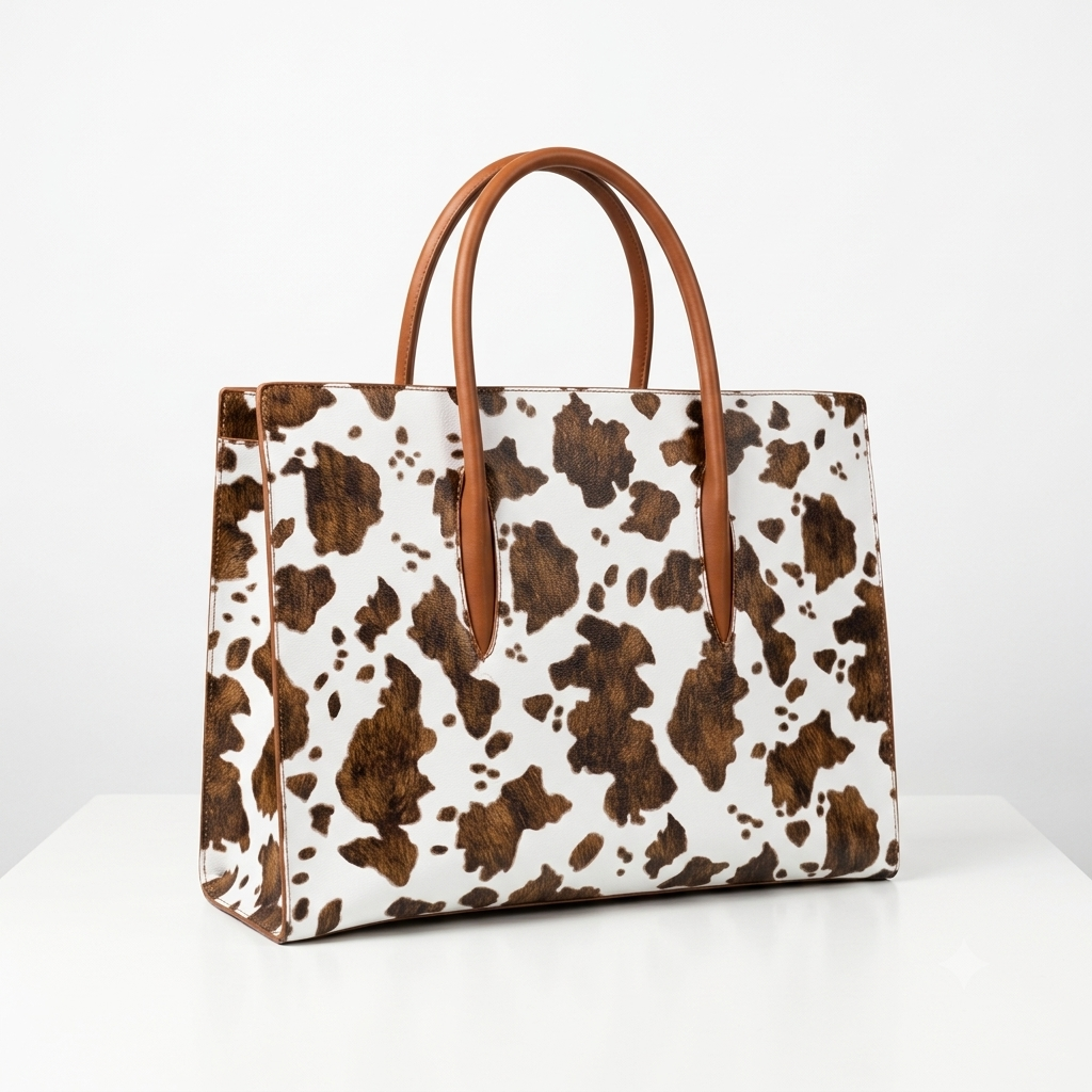 Work, Travel & Turn Heads with Our Cow-Print Tote Bags!