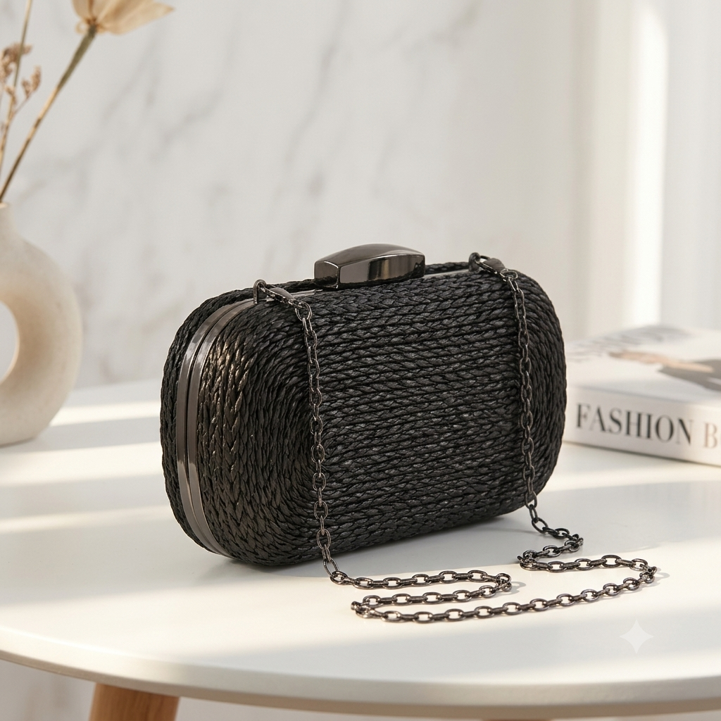 Premium Braided PU Leather Evening Clutch Bag