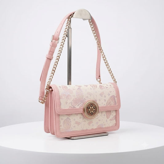 Elegant Butterfly Print Flap Shoulder & Crossbody Bag
