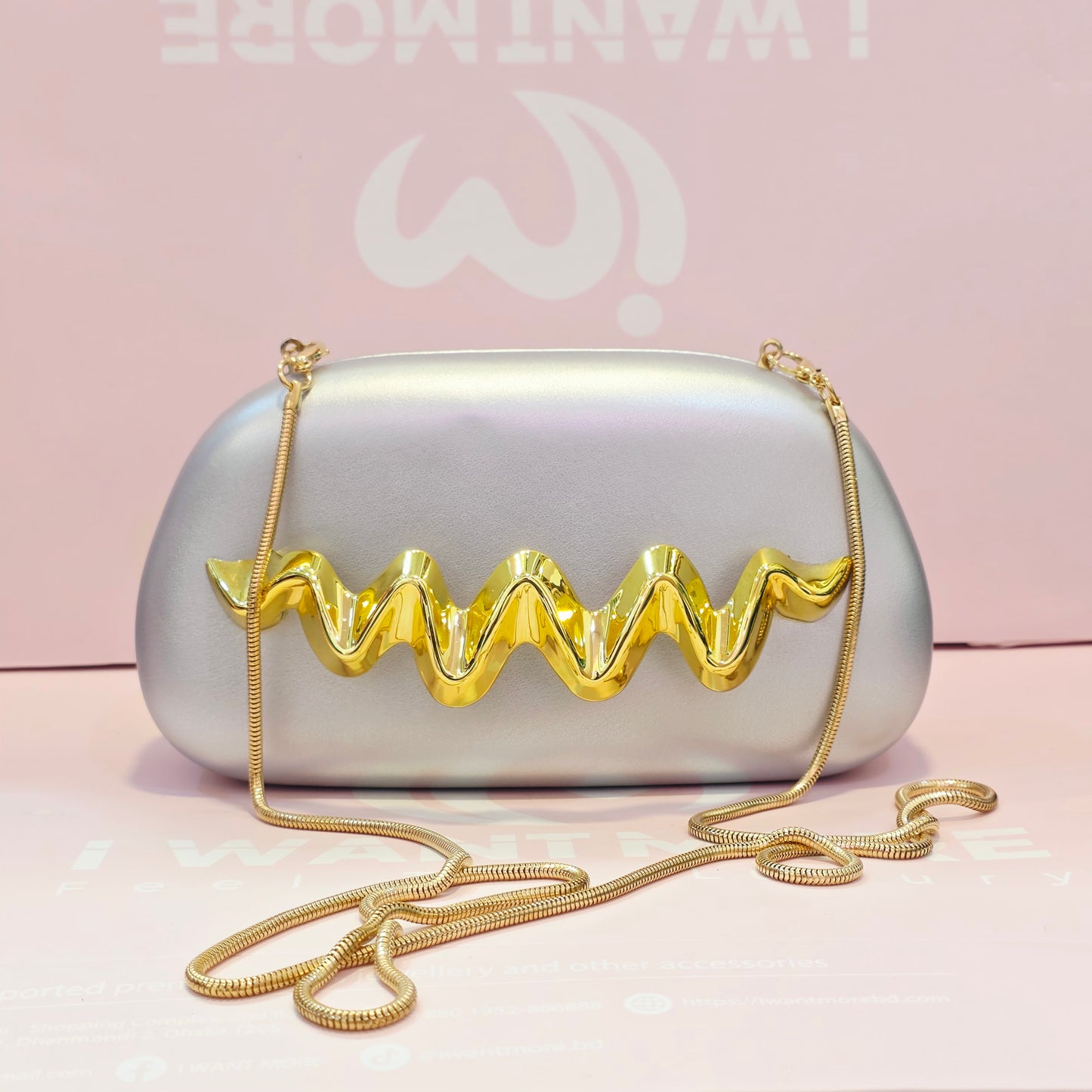 Golden Wave Designer Party Clutch Bag