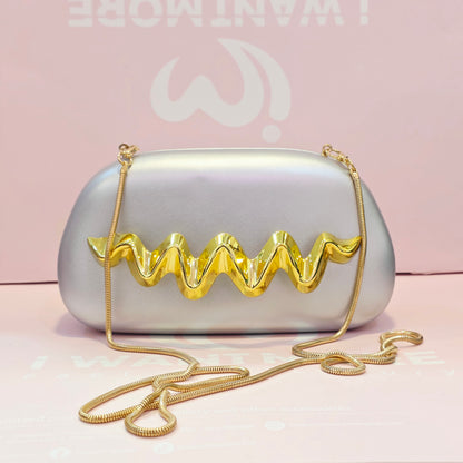 Golden Wave Designer Party Clutch Bag