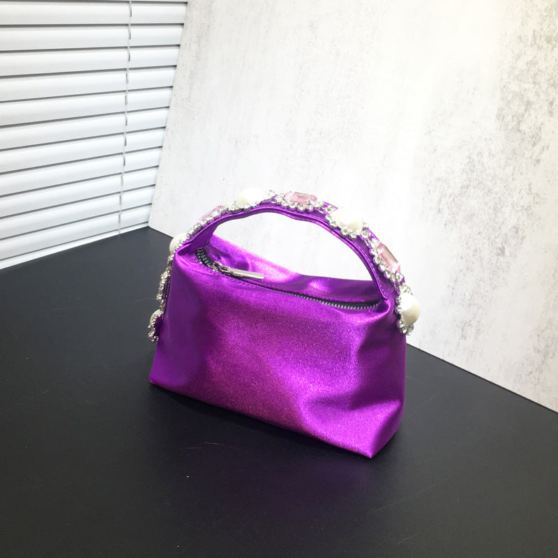 Satin Silk Crystal Clutch