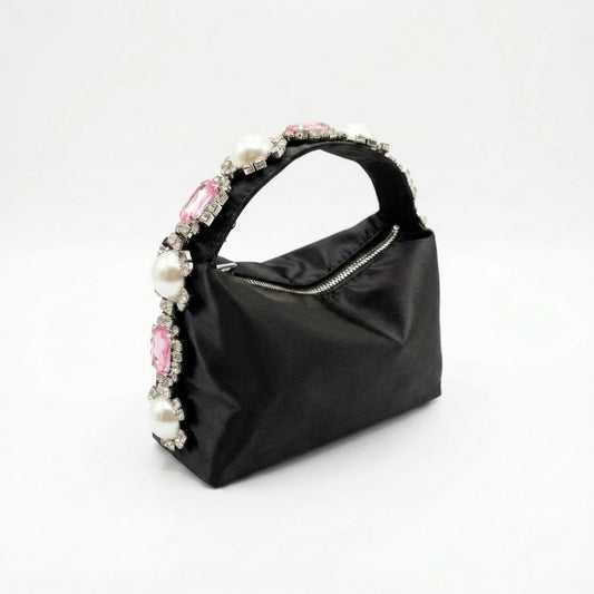 Satin Silk Crystal Clutch