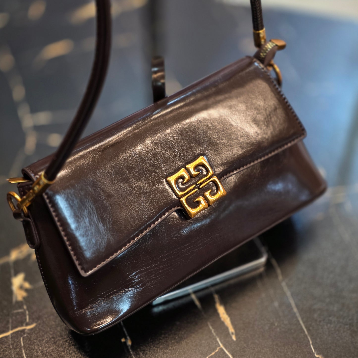 Chic Glossy Monogram Handbag