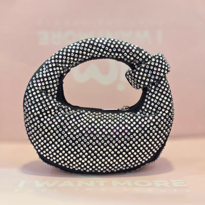 Premium Rhinestone Crescent Handbag