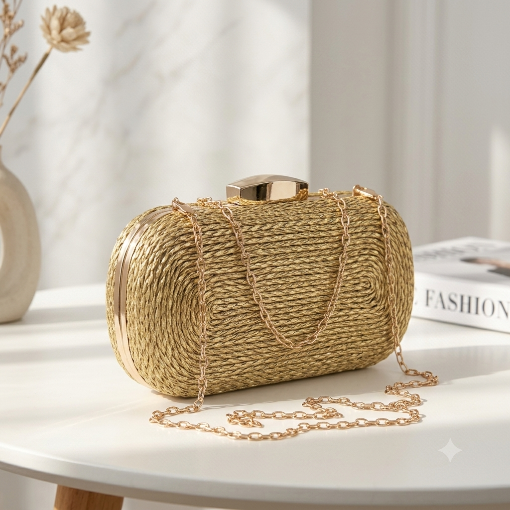 Premium Braided PU Leather Evening Clutch Bag