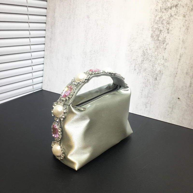 Satin Silk Crystal Clutch