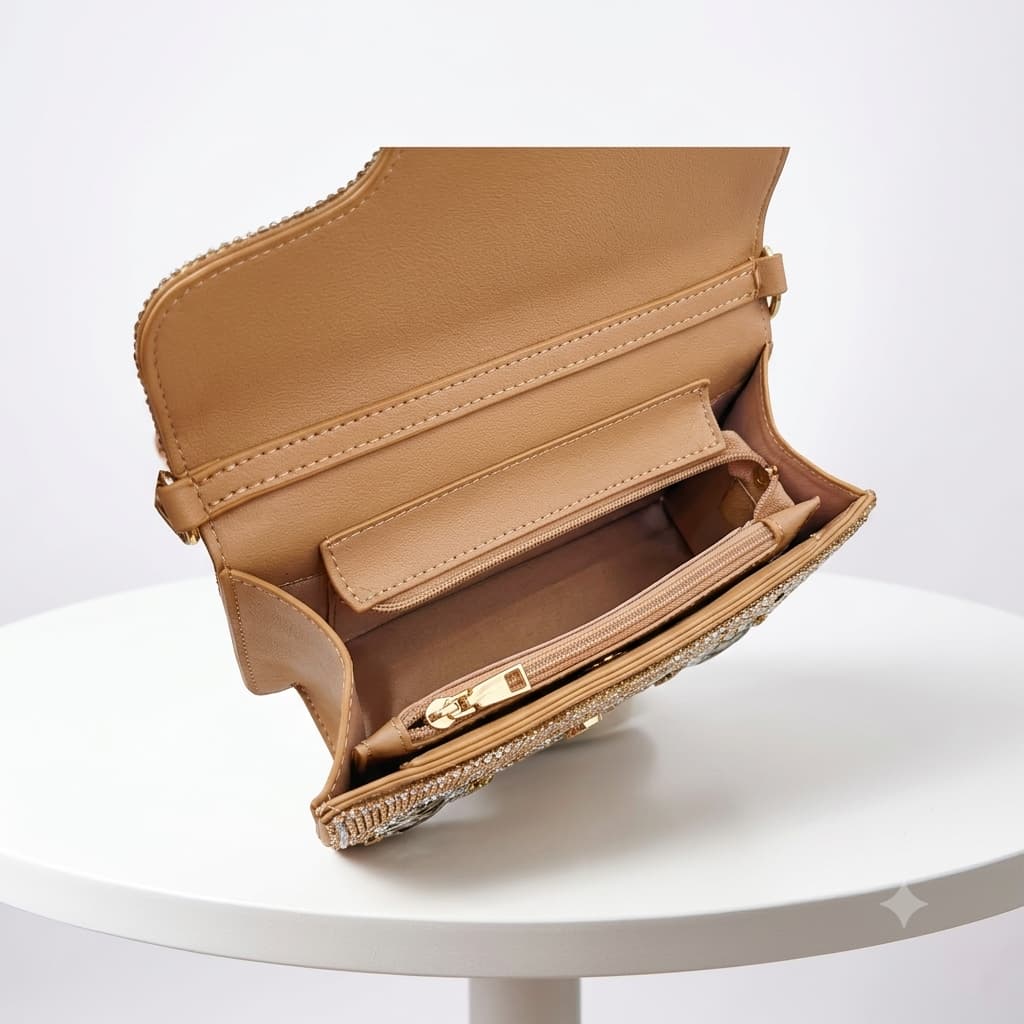 Glamorous Stone-Embellished Evening Clutch & Shoulder Bag