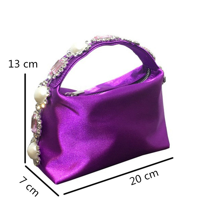 Satin Silk Crystal Clutch