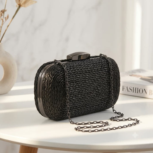Premium Braided PU Leather Evening Clutch Bag