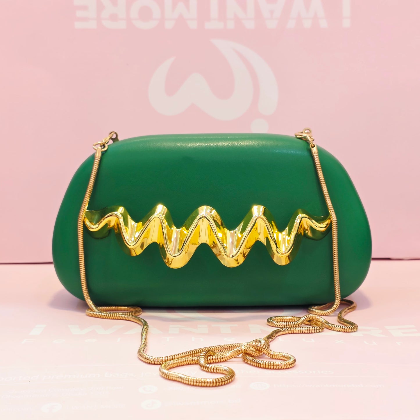 Golden Wave Designer Party Clutch Bag