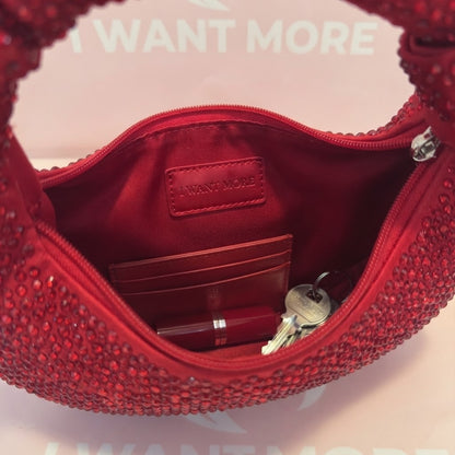 Premium Rhinestone Crescent Handbag