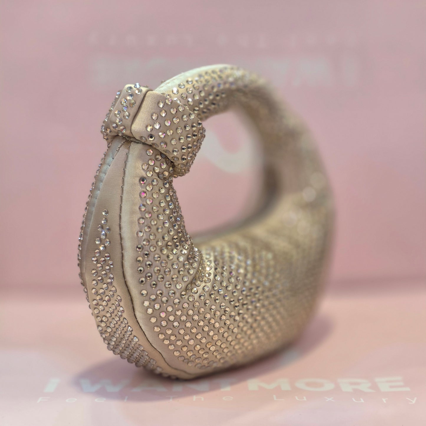 Premium Rhinestone Crescent Handbag