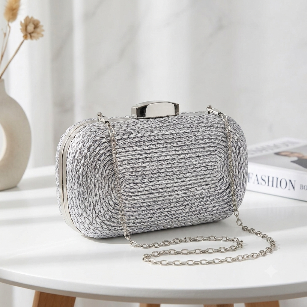 Premium Braided PU Leather Evening Clutch Bag