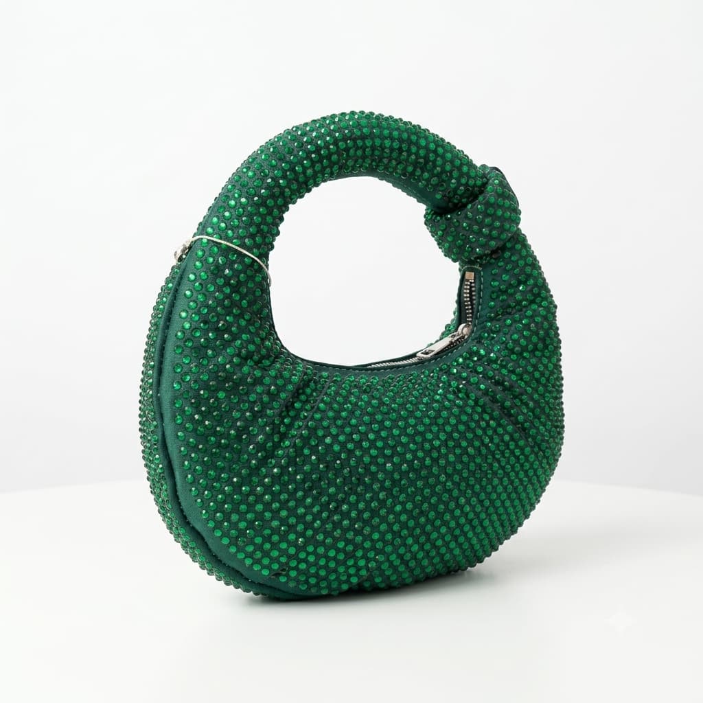 Glamorous Crescent Rhinestone Handbag
