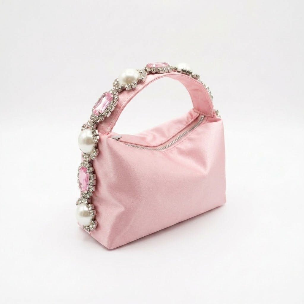 Satin Silk Crystal Clutch