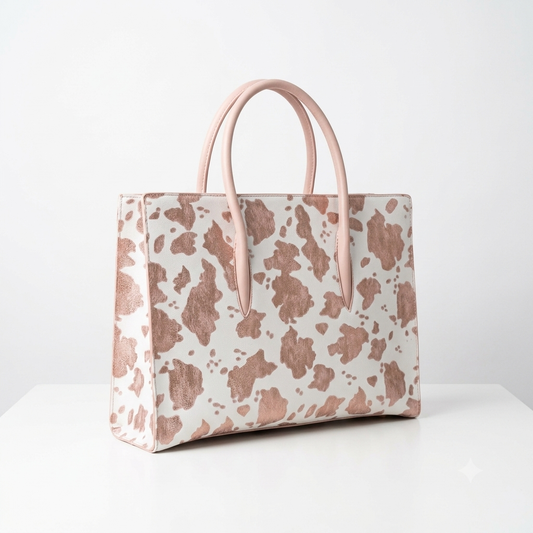 Work, Travel & Turn Heads with Our Cow-Print Tote Bags!