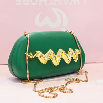 Golden Wave Designer Party Clutch Bag