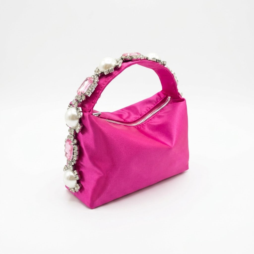 Satin Silk Crystal Clutch